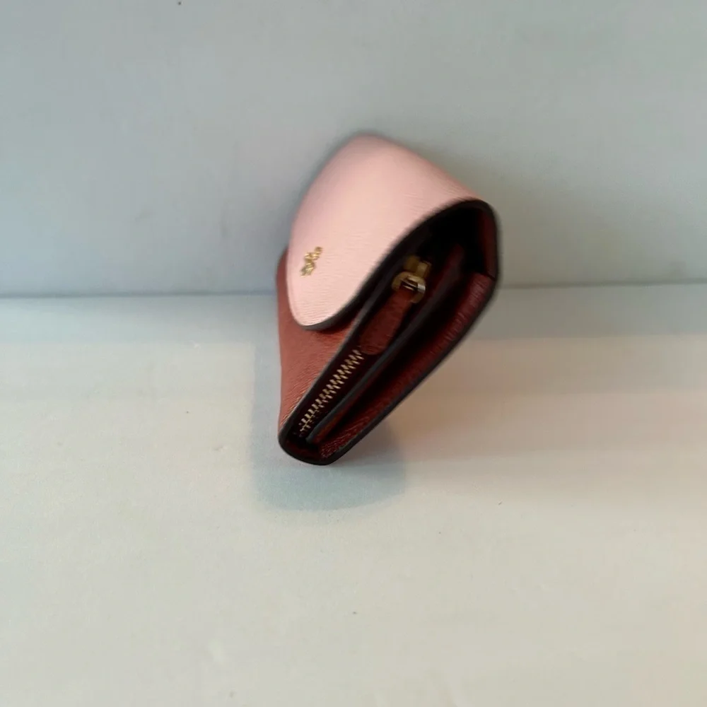 Coach NWT Color Block Leather Pink & Rust Wallet
